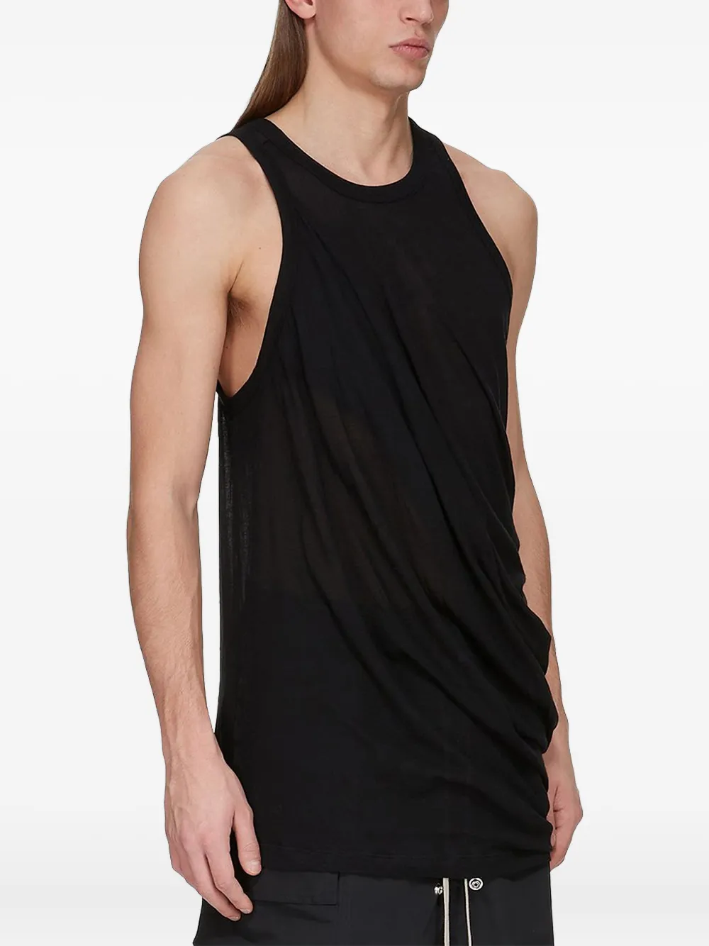 Rick Owens Anthem Draped Tank Top In Black