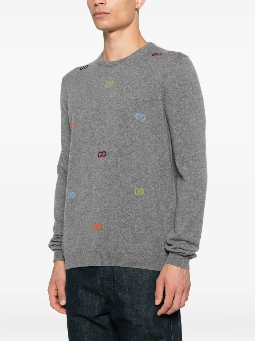 Gucci Sweater met geborduurd logo Grijs