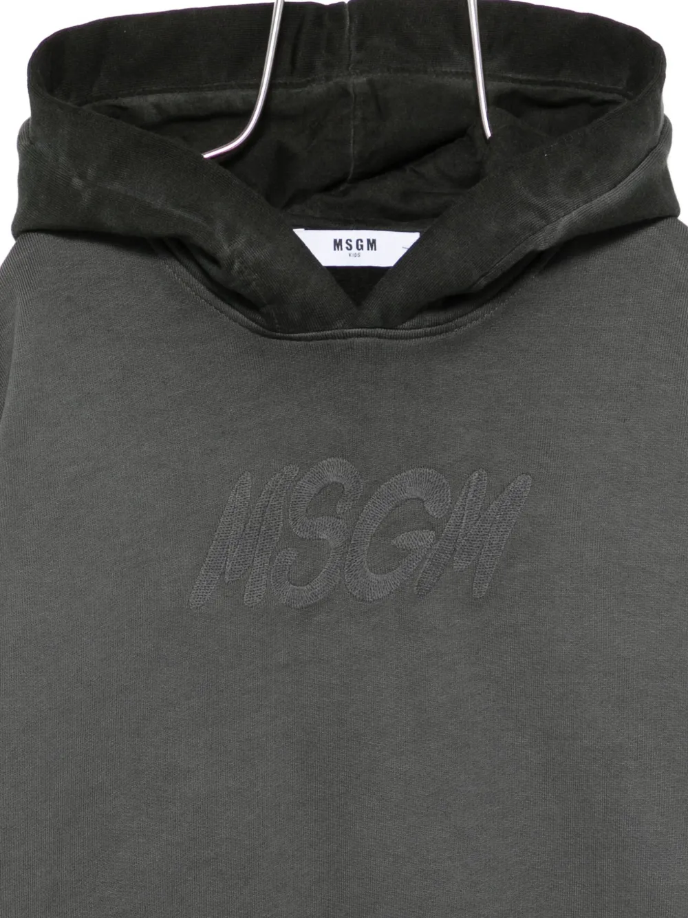 MSGM Kids embroidered-logo hoodie Grijs