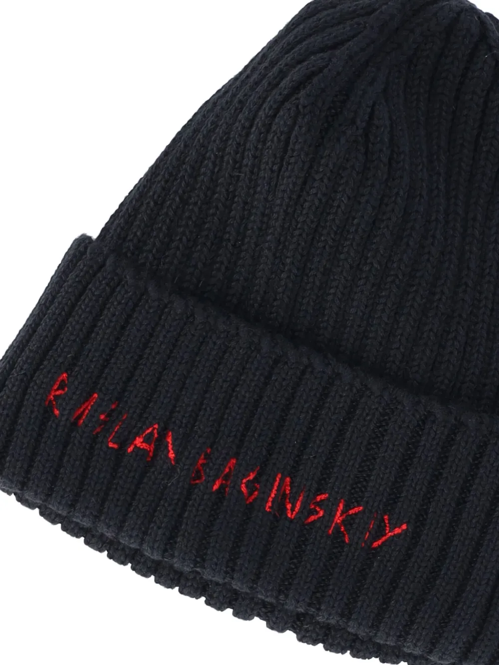 Ruslan Baginskiy ribbed logo beanie Zwart