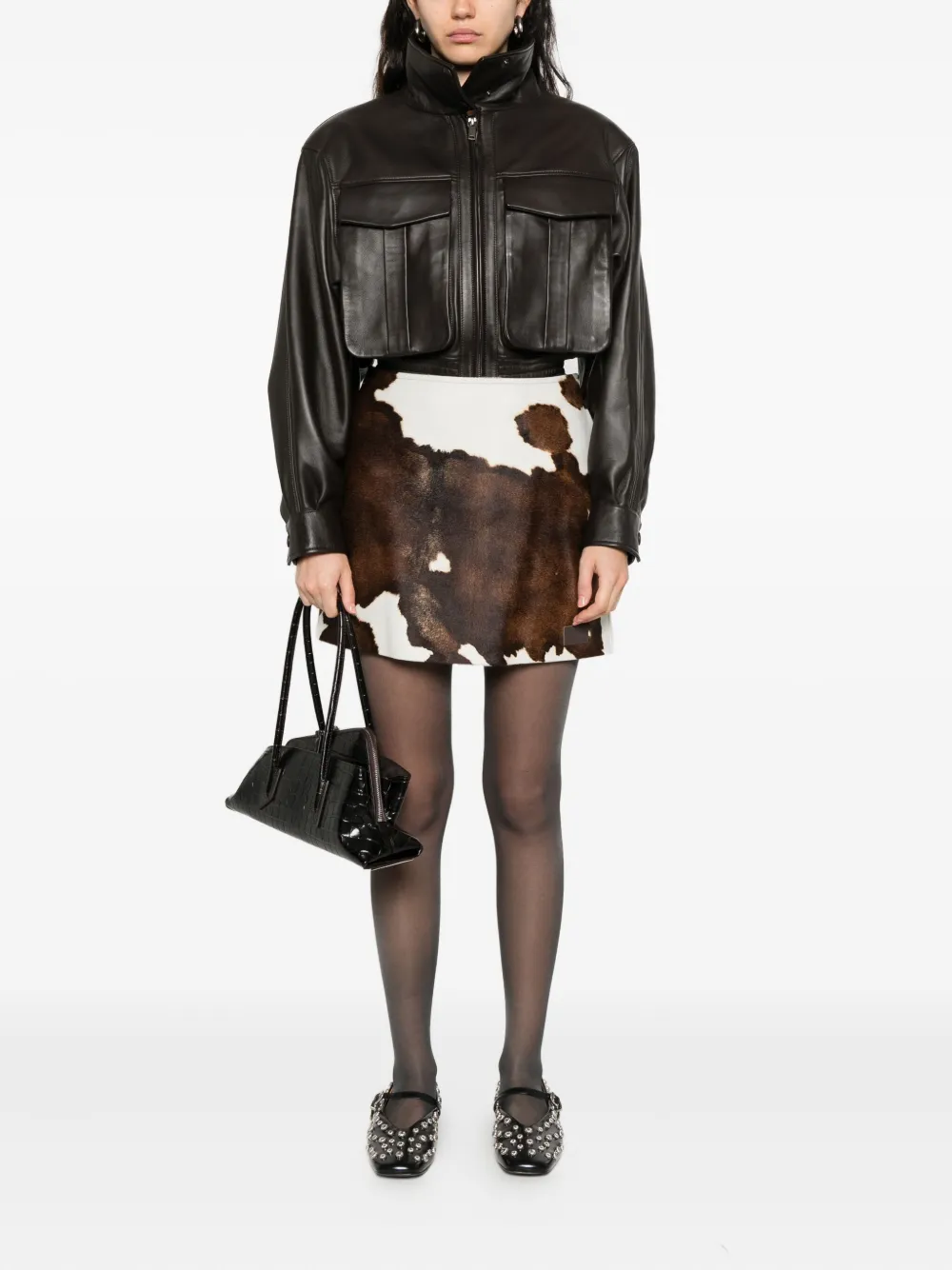 Moschino cow-print mini skirt - Bruin