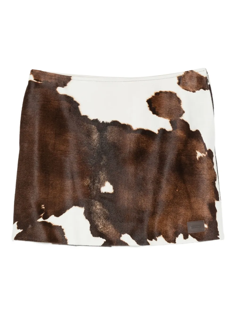 cow-print mini skirt