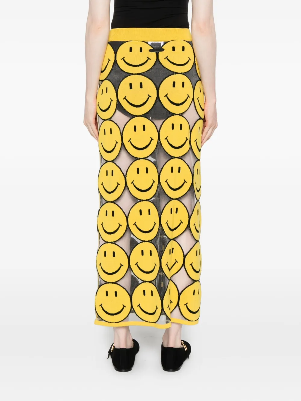 Moschino Straight rok met smiley face Geel