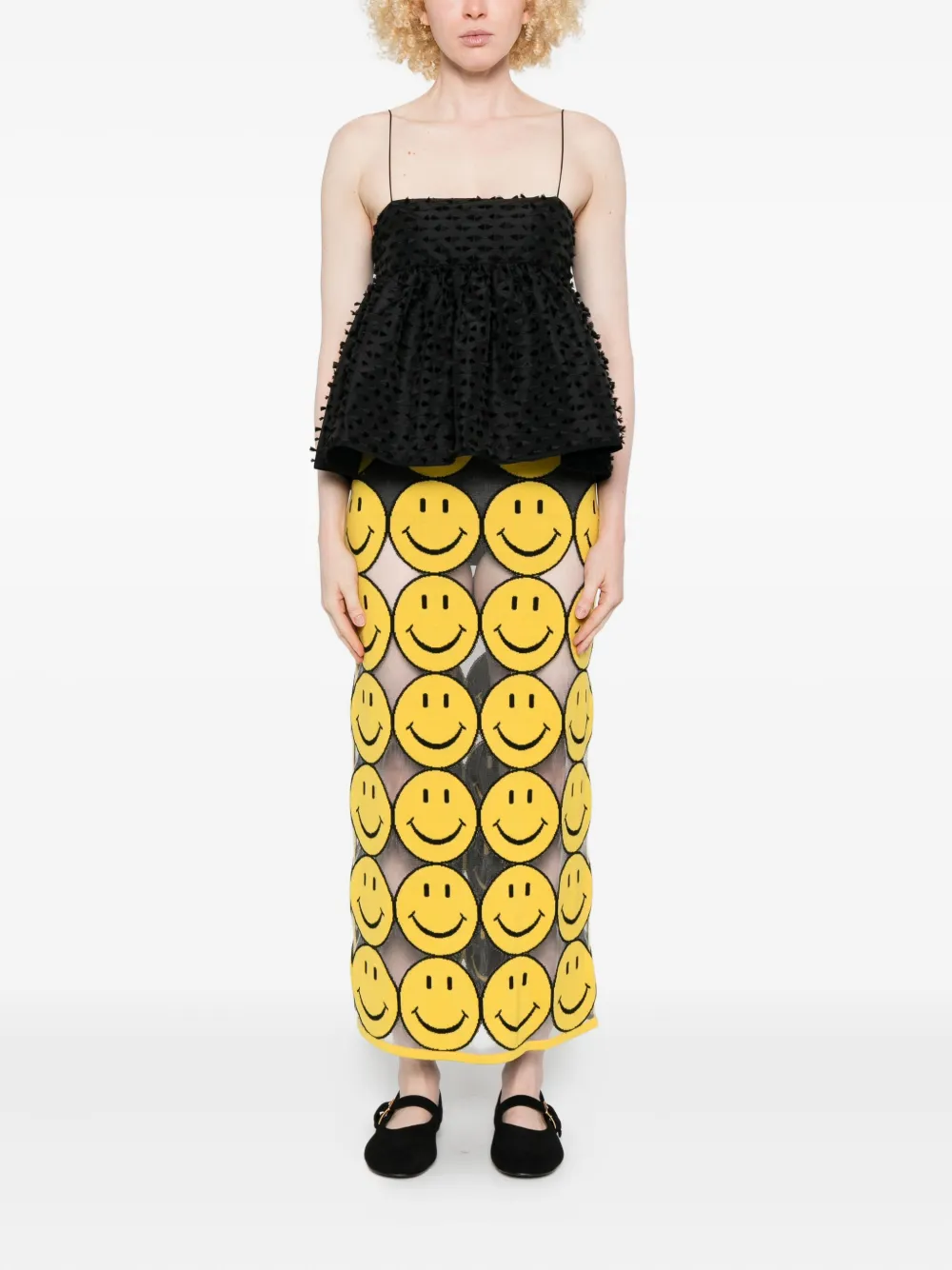 Moschino smiley-face straight skirt - Geel
