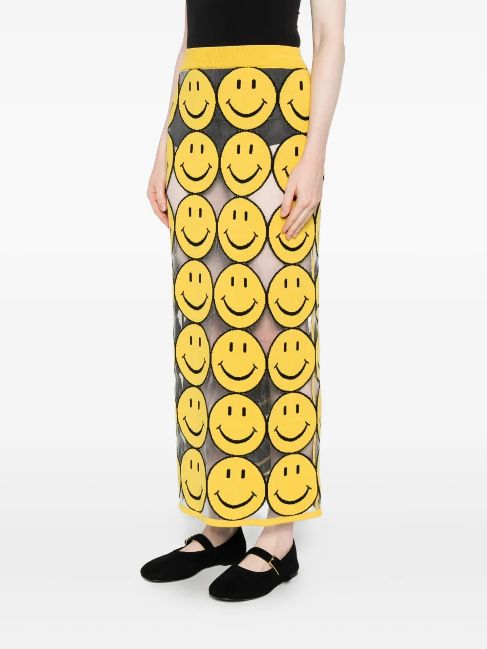 Moschino Straight rok met smiley face Geel