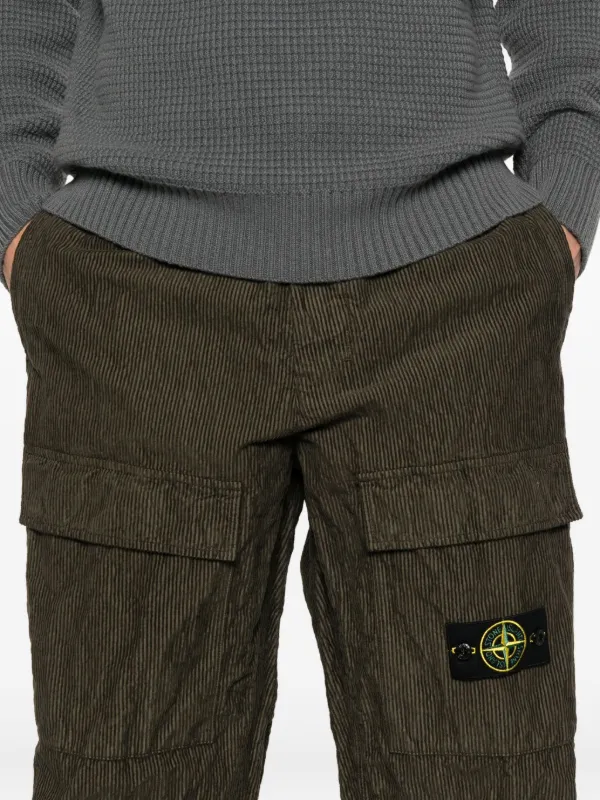 Stone Island Wrinkled Corduroy straight-leg Trousers | Green