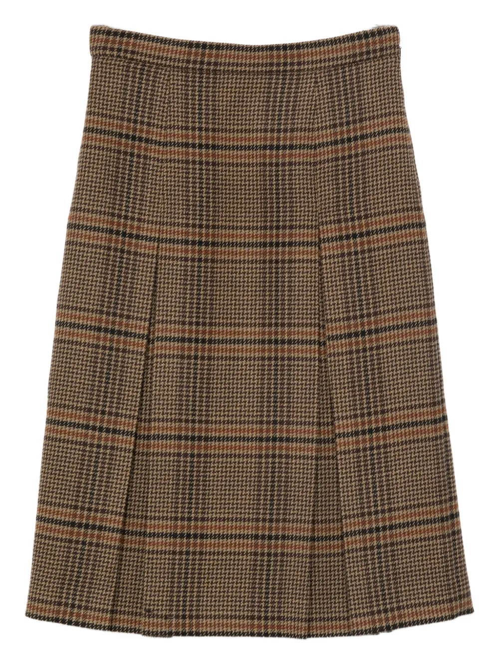 Saint Laurent Geruite midi-plooirok Bruin