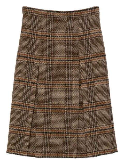 Saint Laurent pleated check midi skirt