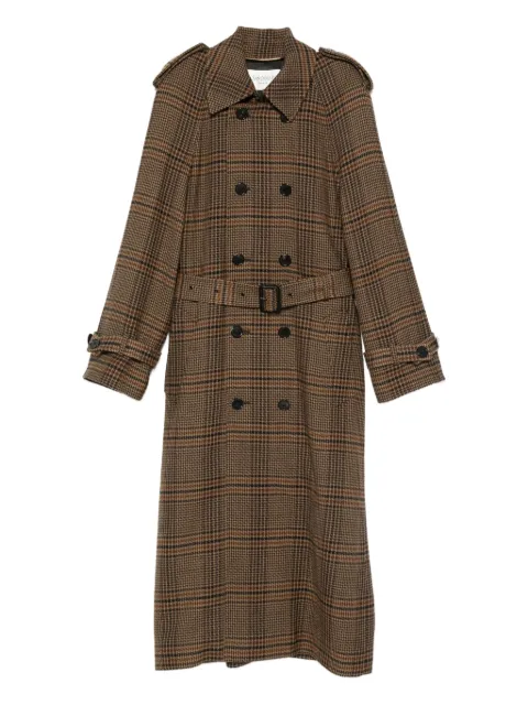 Saint Laurent double-breasted checked trench coat