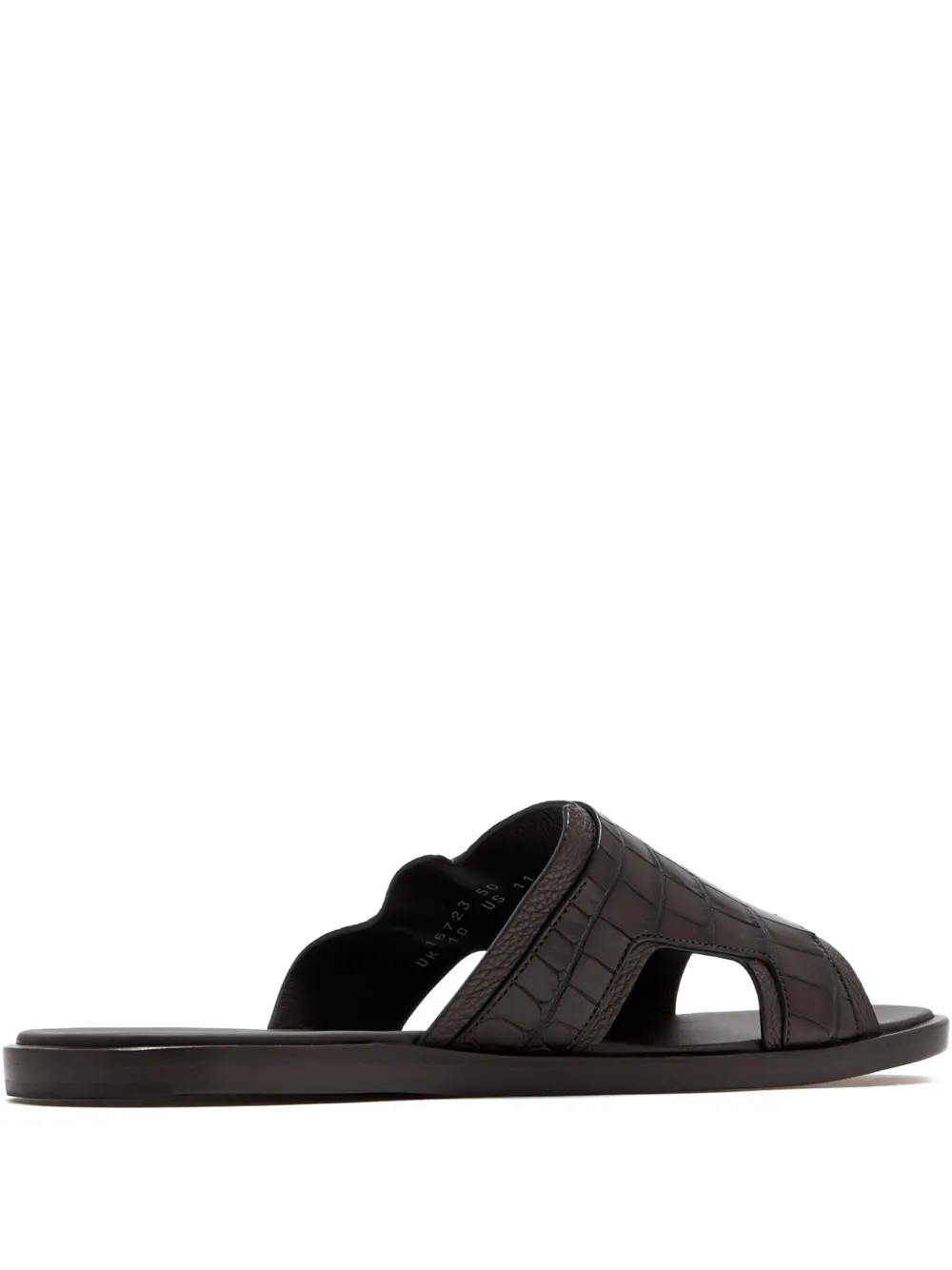 Santoni embossed buckle sandals Brown