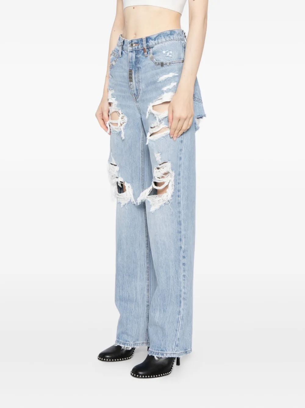 Alexander Wang distressed-detail jeans Blauw