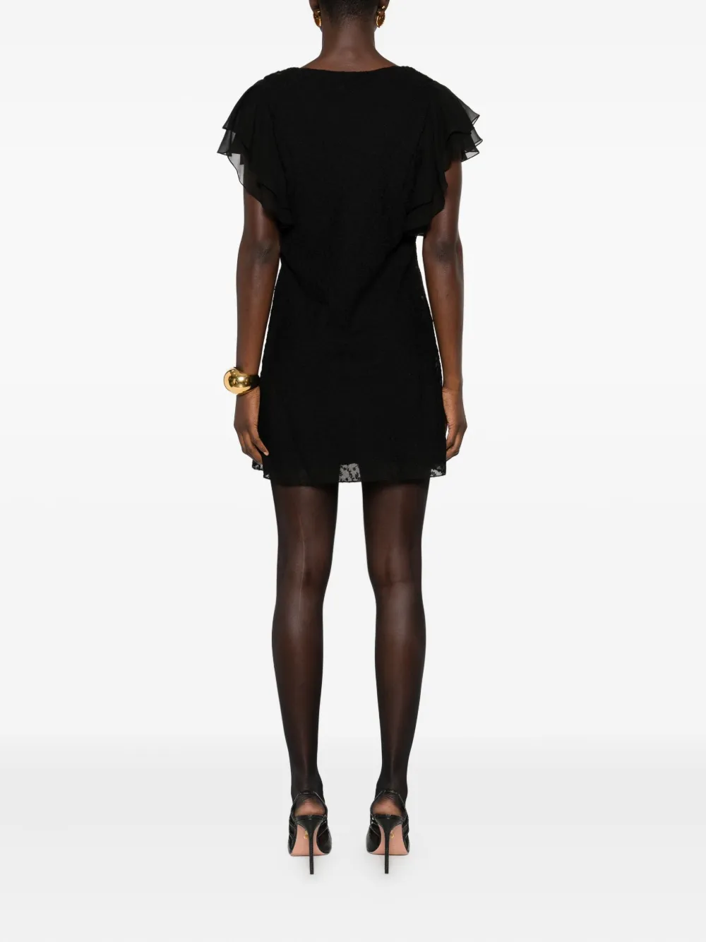 Saint Laurent Mini-jurk met bloembroche Zwart