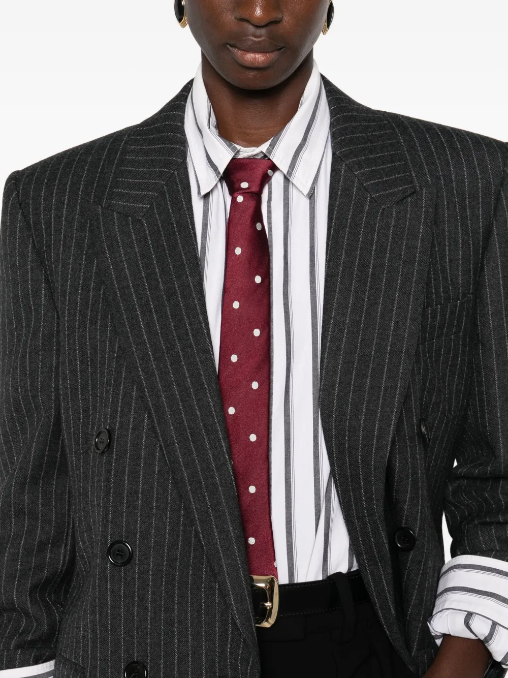 Saint Laurent Double Breasted Blazer In Gray