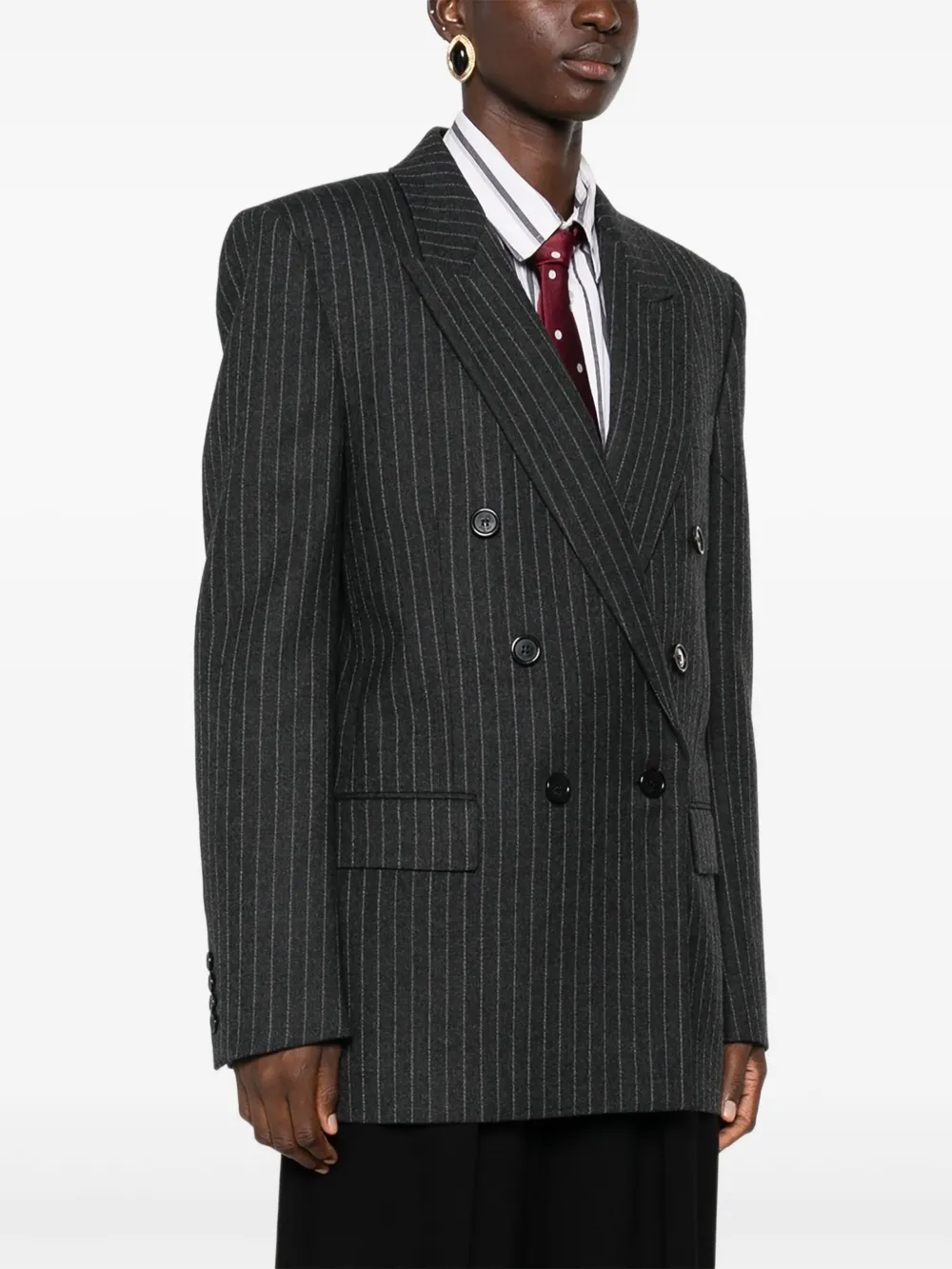 Saint Laurent Double Breasted Blazer In Gray