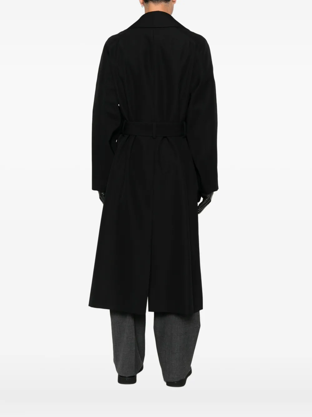 Saint Laurent Jack met knoopsluiting en ceintuur Zwart