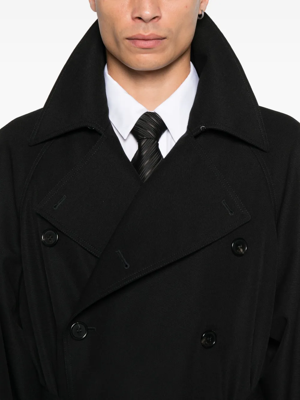 Saint Laurent Jack met knoopsluiting en ceintuur Zwart