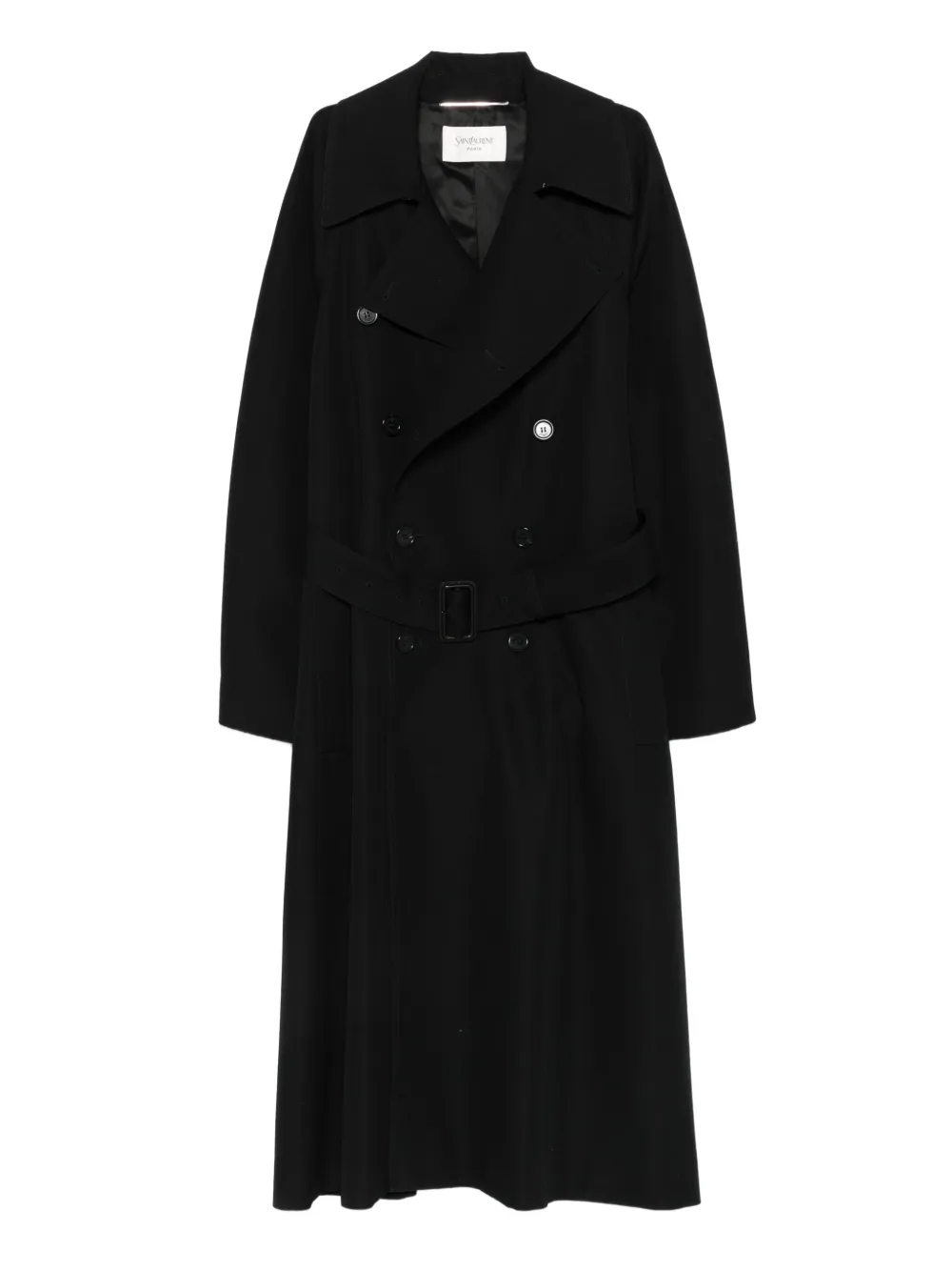 Saint Laurent Button-fastening Belted Jacket In Black