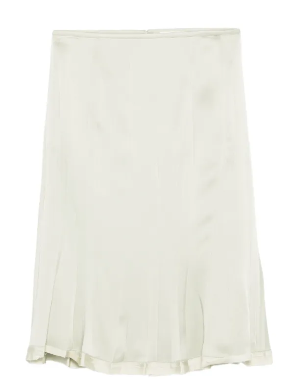Jil Sander Pleated Satin Skirt in Green