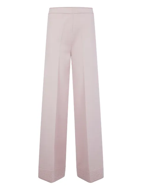 D.Exterior ribbed-hem wool trousers