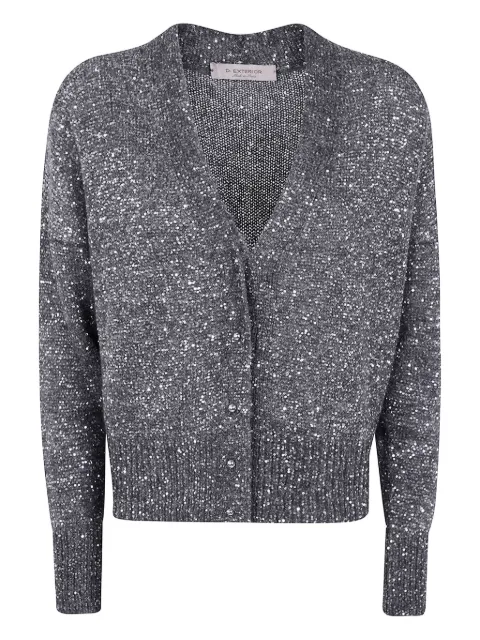 D.Exterior sequin-embellisments cardigan