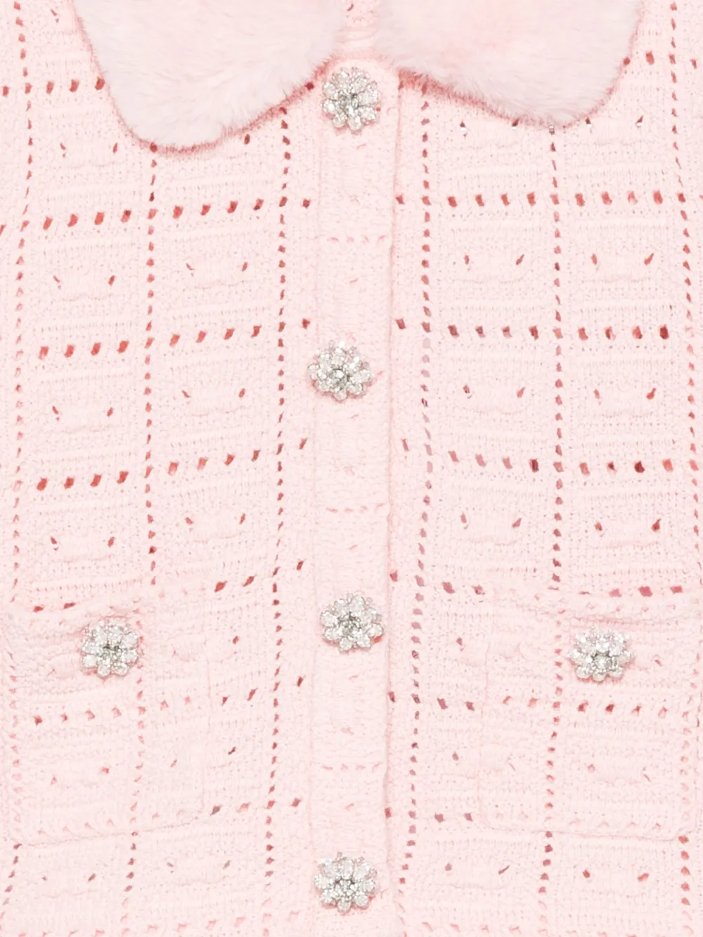 Self-Portrait Kids Gebreid vest van imitatiebont met kraag Roze