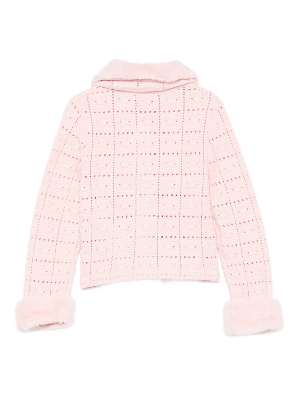 Self-Portrait Kids Gebreid vest van imitatiebont met kraag Roze