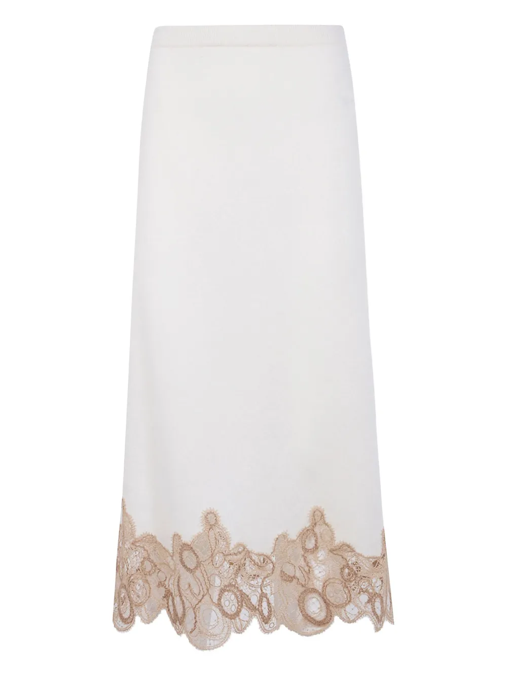 Fabiana Filippi Wollen midi-rok met kanten afwerking Wit