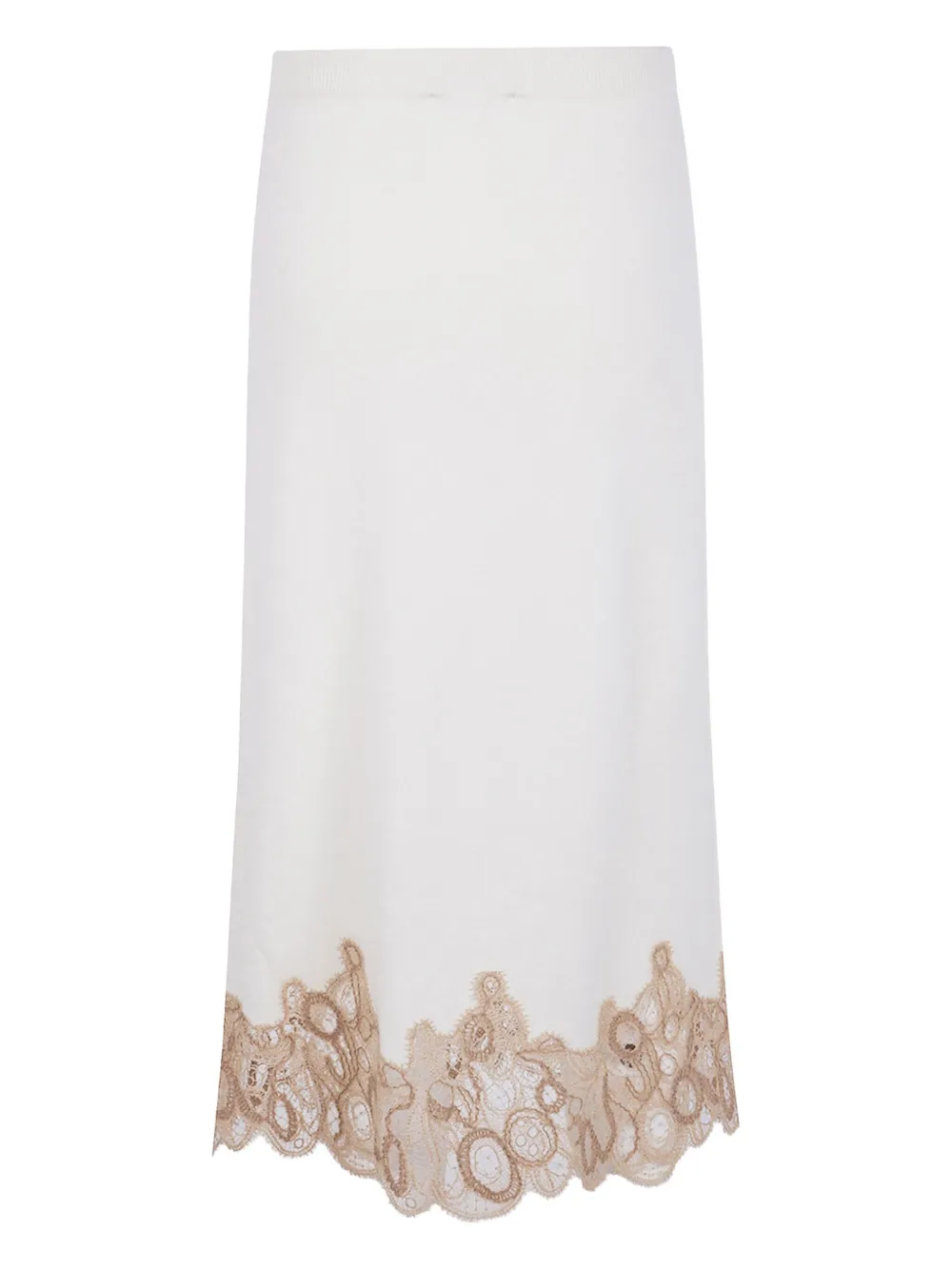 Fabiana Filippi lace-trimmed wool midi skirt - Wit