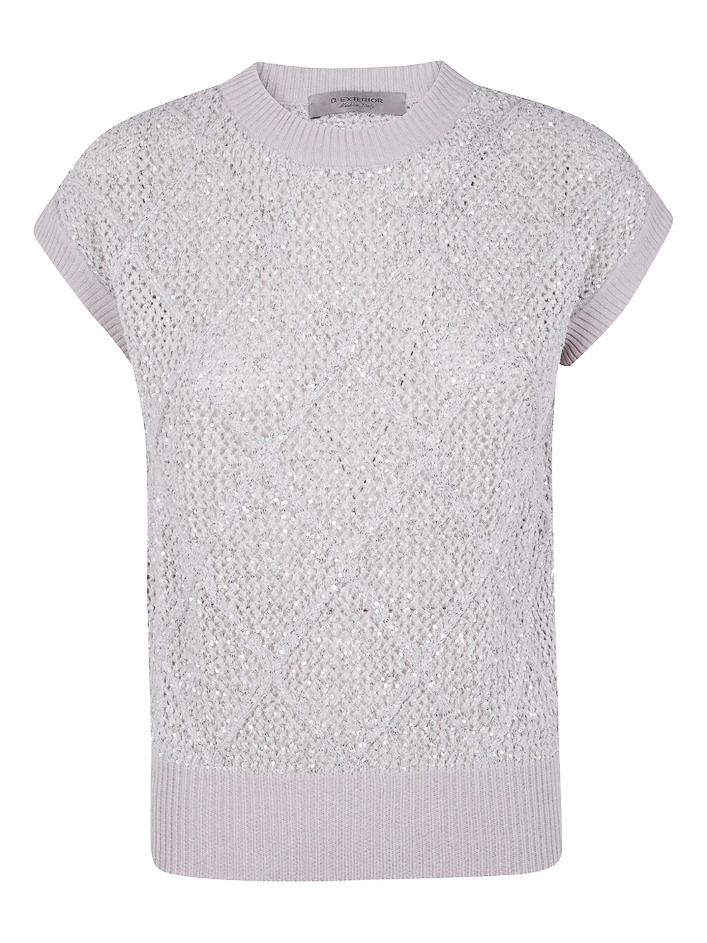 D.Exterior sequin-embellished short-sleeved sweater | Grey | Image 1