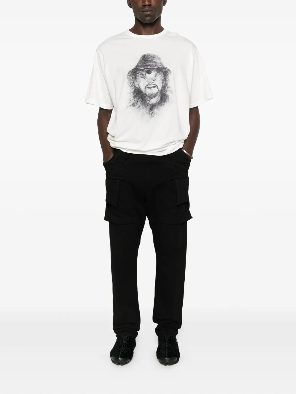 Yohji Yamamoto sketch-print T-shirt Wit