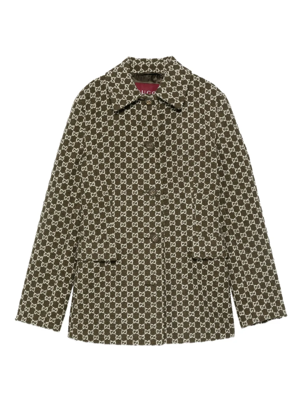 Gucci single-breasted collared tweed jacket | Green | Image 1