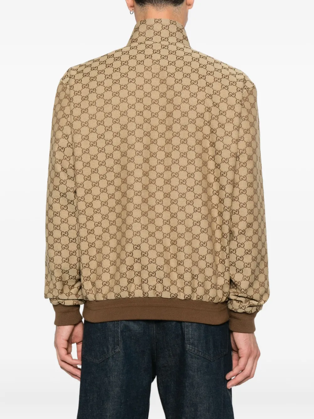 Gucci Bomberjack met monogram en rits Beige