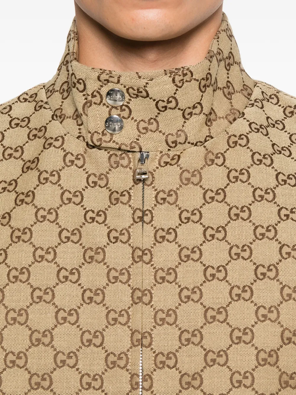 Gucci Bomberjack met monogram en rits Beige
