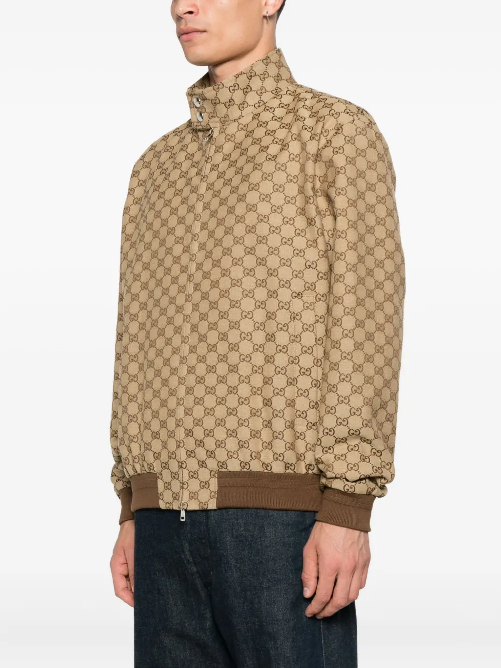 Gucci Bomberjack met monogram en rits Beige