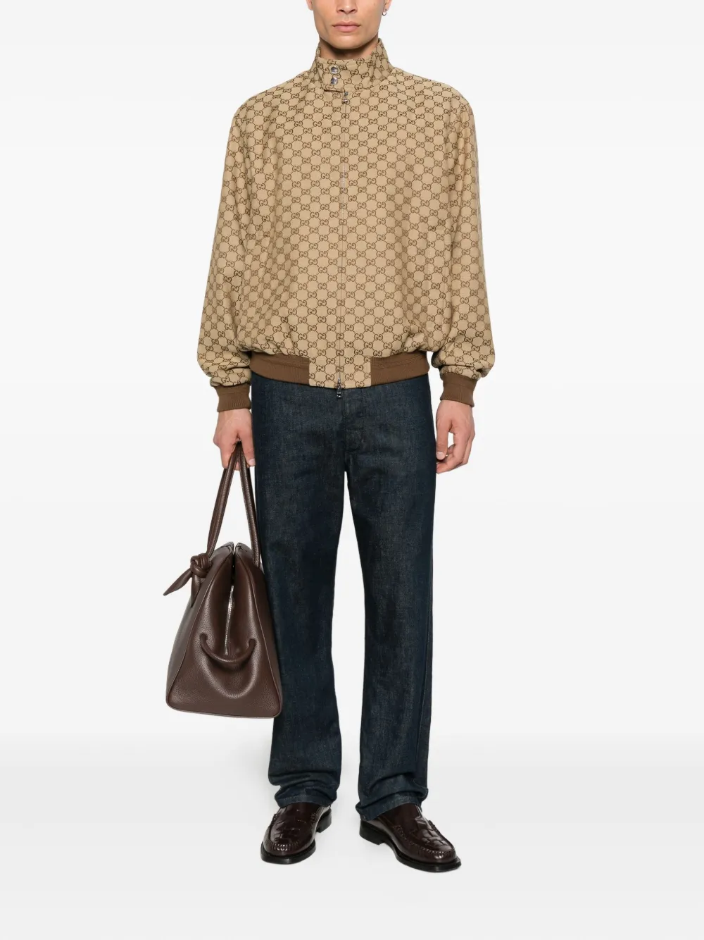 Gucci Bomberjack met monogram en rits Beige