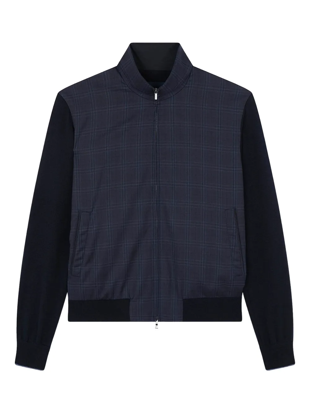Paul & Shark Merino Extrafine Wool Hybrid Zip-up Sweater In Blue