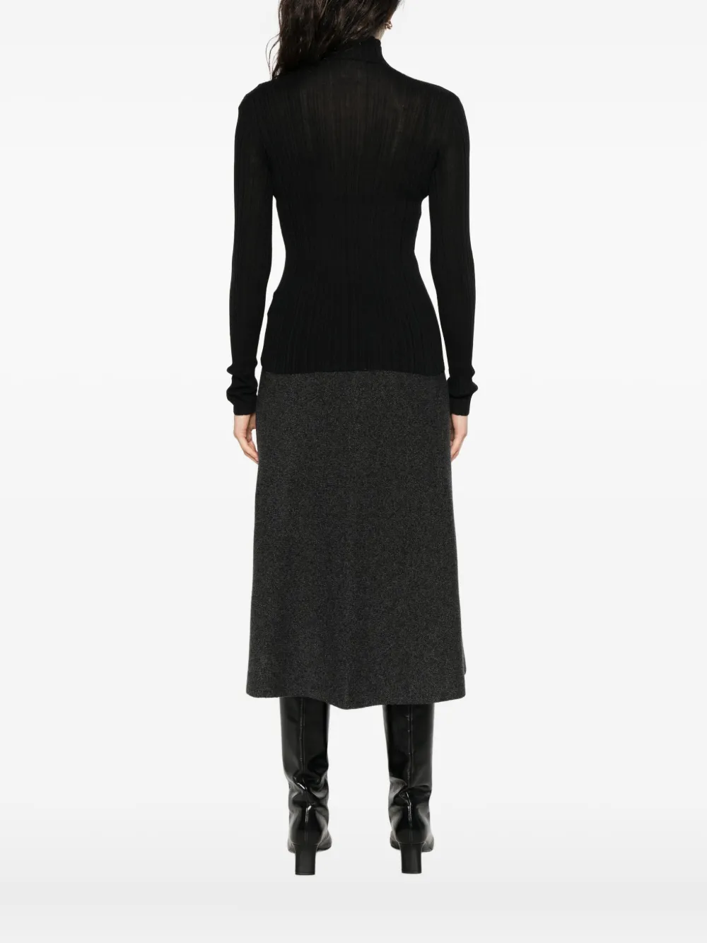 Agnona Ribbed Turtleneck Top In Black