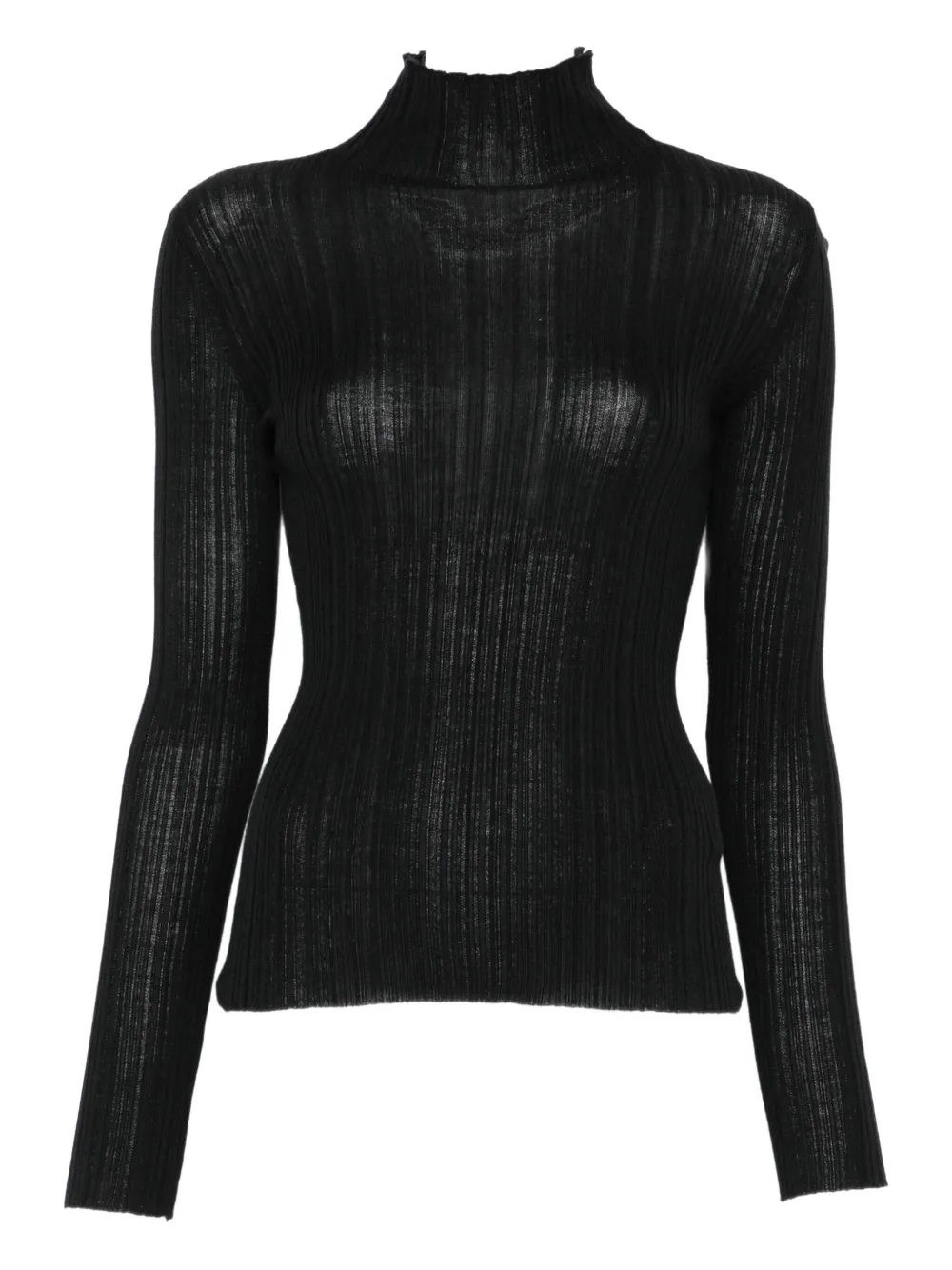 Agnona ribbed turtleneck top - Nero