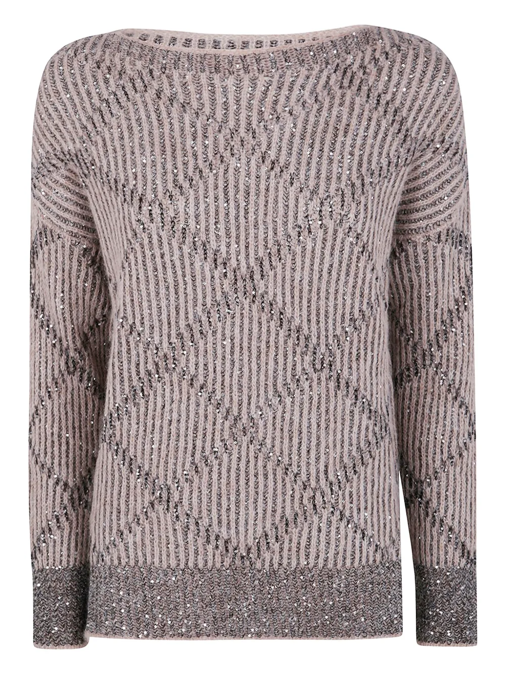 D.Exterior sequin-embellished ribbed sweater | Neutrals | Image 1