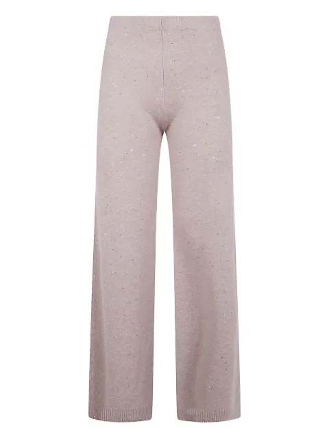 D.Exterior sequin-embellished wool trousers
