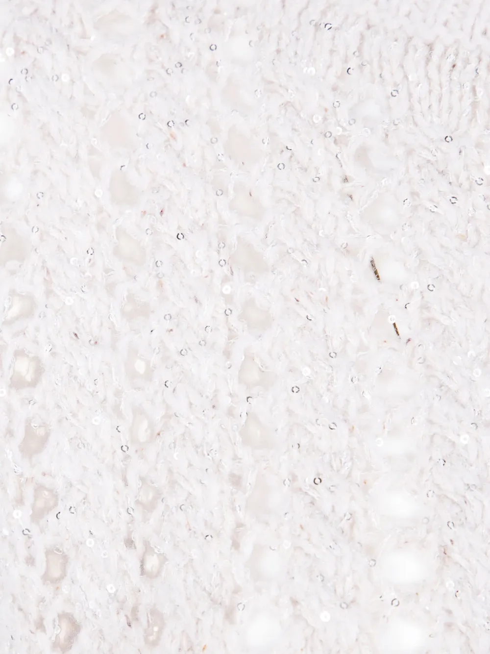D Exterior Sequin-embellished Open-knit Sweater In White