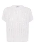 D.Exterior sequin-embellished open-knit sweater - White