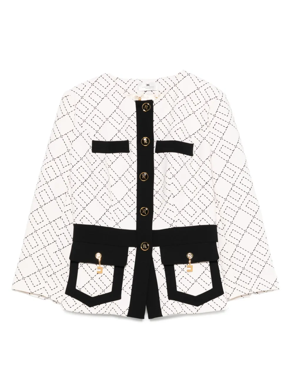 Elisabetta Franchi Jack van crêpe met geometrisch patroon Beige