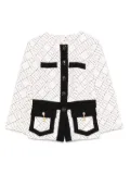 Elisabetta Franchi geometric-pattern button double-crepe jacket - Neutrals