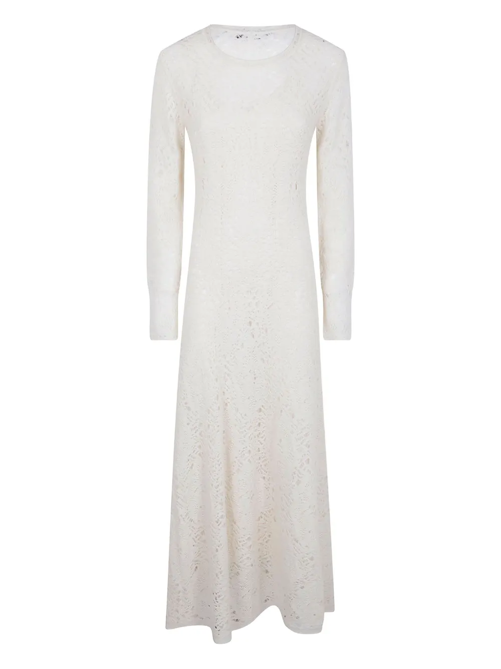 D.Exterior Opengebreide midi-jurk met lange mouwen Wit