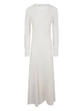 D.Exterior open-knit long-sleeve midi dress - White