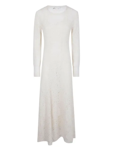 D.Exterior open-knit long-sleeve midi dress