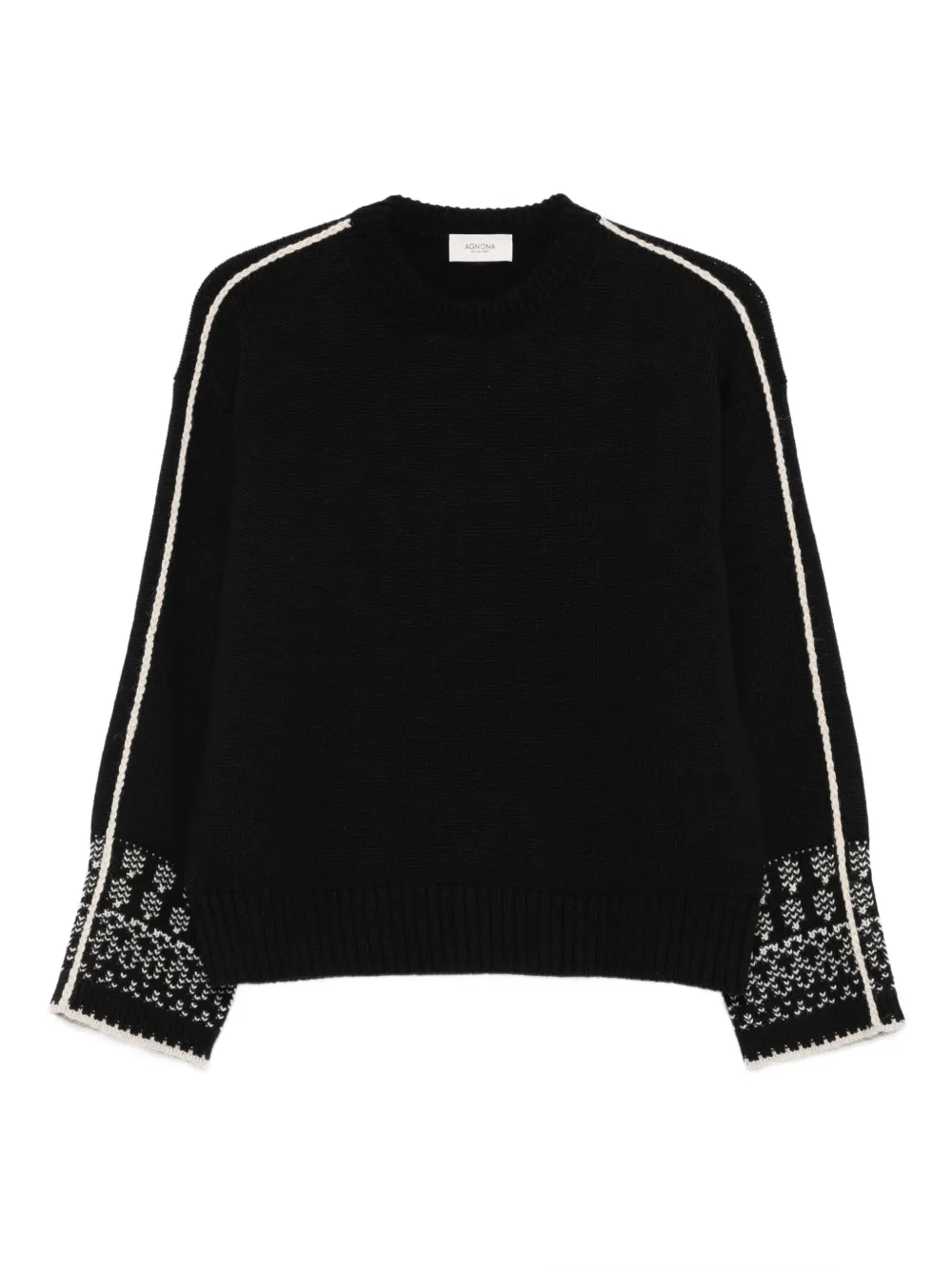 stripe-detail crew-neck sweater