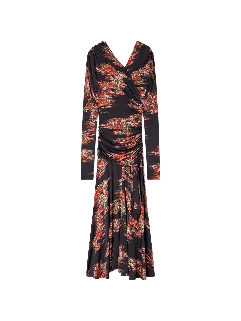 GANNI Midi-jurk met bloemenprint Zwart