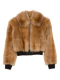 Saint Laurent zip-front shearling jacket - Brown